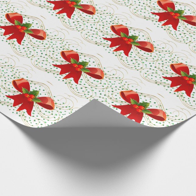 Christmas Bow on Green Stones Wrapping Paper (Corner)