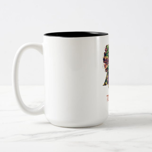 Christmas bow Two-Tone coffee mug (Left)