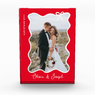 Christmas Bow   Wavy Red Photo Frame