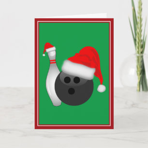 Christmas Bowling Ball and Pin Holiday Card