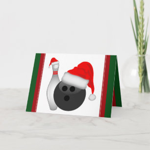 Christmas Bowling Ball and Pin Holiday Card