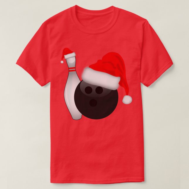 Christmas Bowling Ball and Pin  T-Shirt (Design Front)