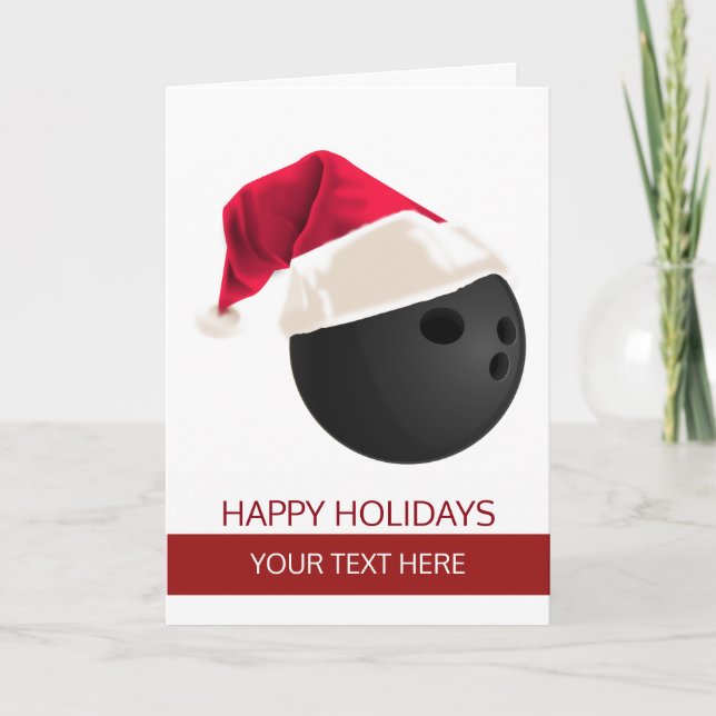 Christmas bowling Ball Santa Hat Greeting Cards (Front)