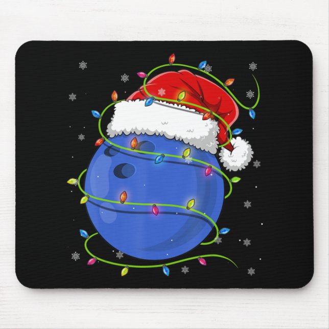Christmas Bowling Ball Santa Hat Matching Family P Mouse Mat (Front)