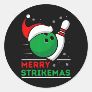 Christmas Bowling Classic Round Sticker