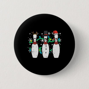 Christmas Bowling Funny Xmas Sports Bowler Men Wom 6 Cm Round Badge