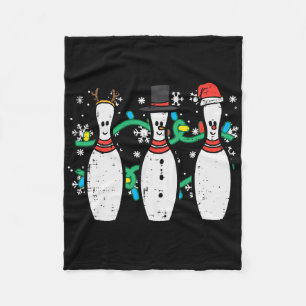Christmas Bowling Funny Xmas Sports Bowler Men Wom Fleece Blanket