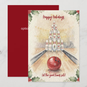 Christmas Bowling Holiday Greeting Cards