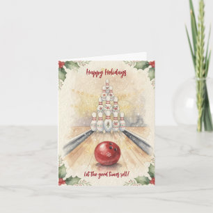 Christmas Bowling Holiday Greeting Cards
