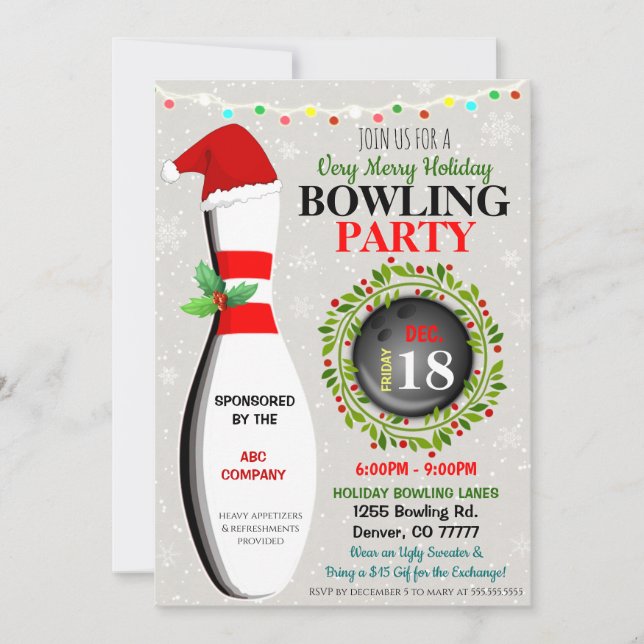 Christmas Bowling Party Invitation (Front)