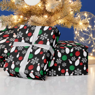 Christmas Bowling Pins and Snowflake Wrapping Paper