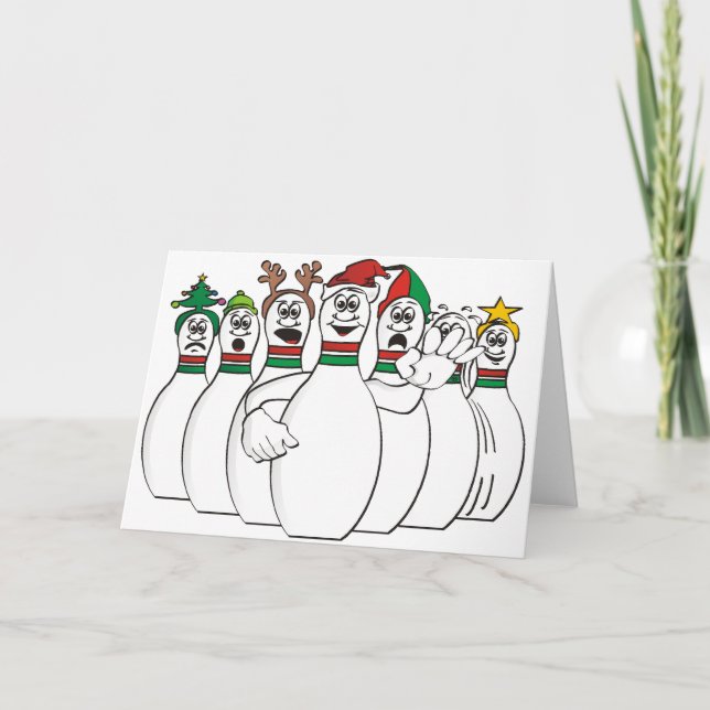 Christmas Bowling Pins Holiday Card (Front)