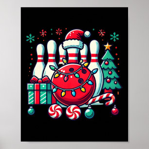 Christmas Bowling Pins Reindeer Xmas Bowler Men Wo Poster