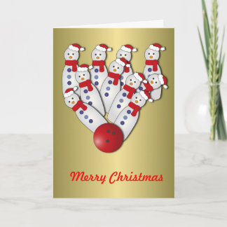 Christmas Bowling Snowmen... Strike! Holiday Card