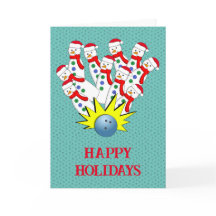 Christmas Bowling Snowmen... Strike! Holiday Card
