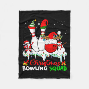 Christmas Bowling Squad Dabbing Santa Elf Bowling Fleece Blanket