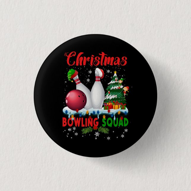 Christmas Bowling Squad Dabbing Santa Funny Christ 3 Cm Round Badge (Front)