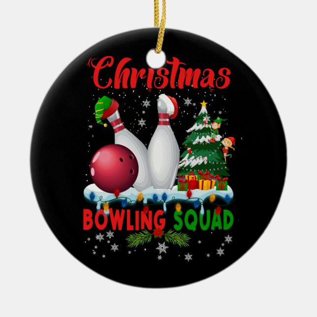 Christmas Bowling Squad Dabbing Santa Funny Christ Ceramic Tree Decoration (Front)