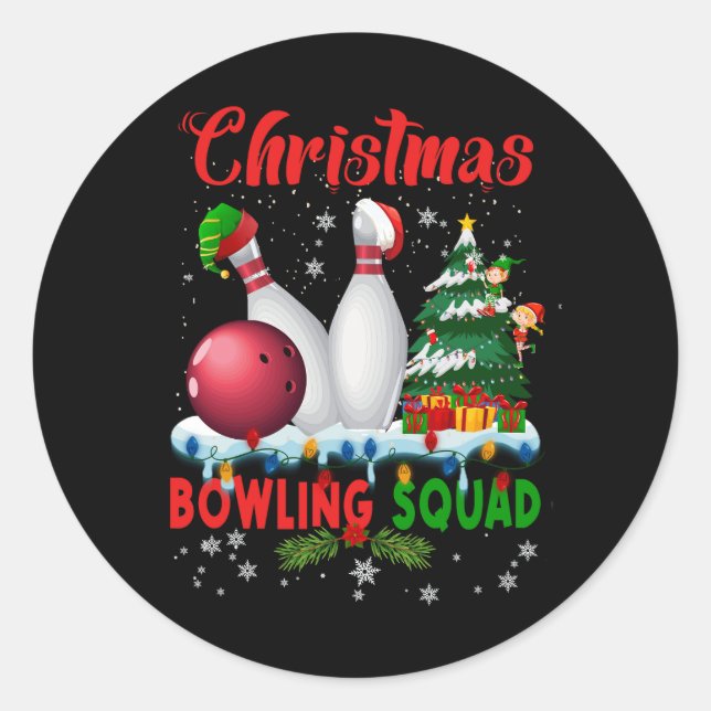 Christmas Bowling Squad Dabbing Santa Funny Christ Classic Round Sticker (Front)