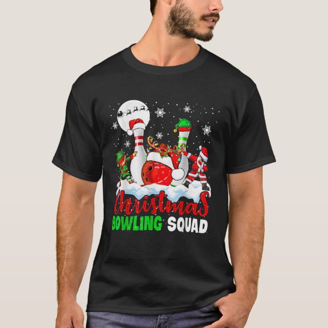 Christmas Bowling Squad Santa Elf Dabbing Bowling  T-Shirt (Front)