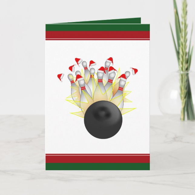 Christmas Bowling Strike Holiday Card (Front)