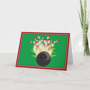 Christmas Bowling Strike Holiday Card