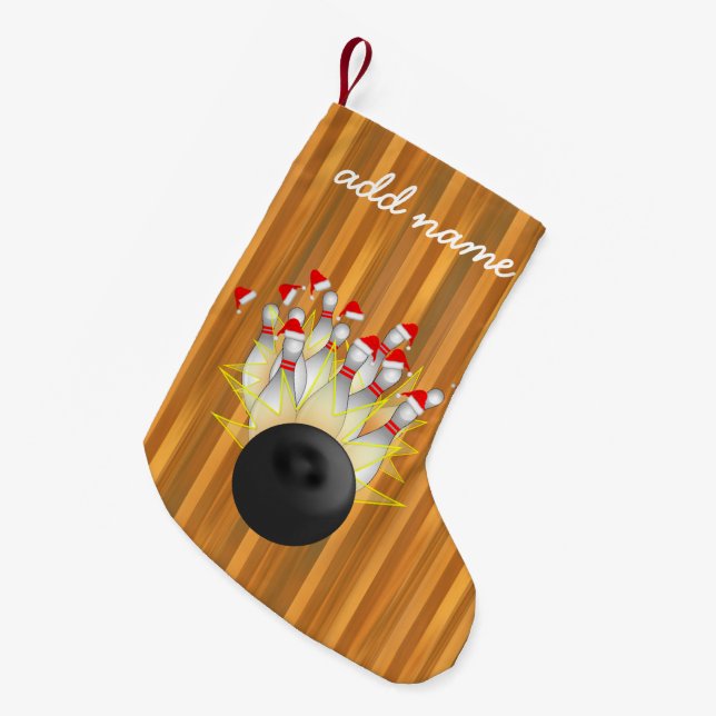 Christmas Bowling Strike Small Christmas Stocking (Front (Hanging))