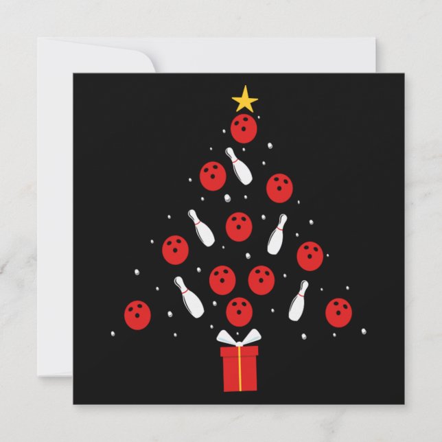 Christmas Bowling Xmas Tree Funny Bowling Gift Invitation (Front)