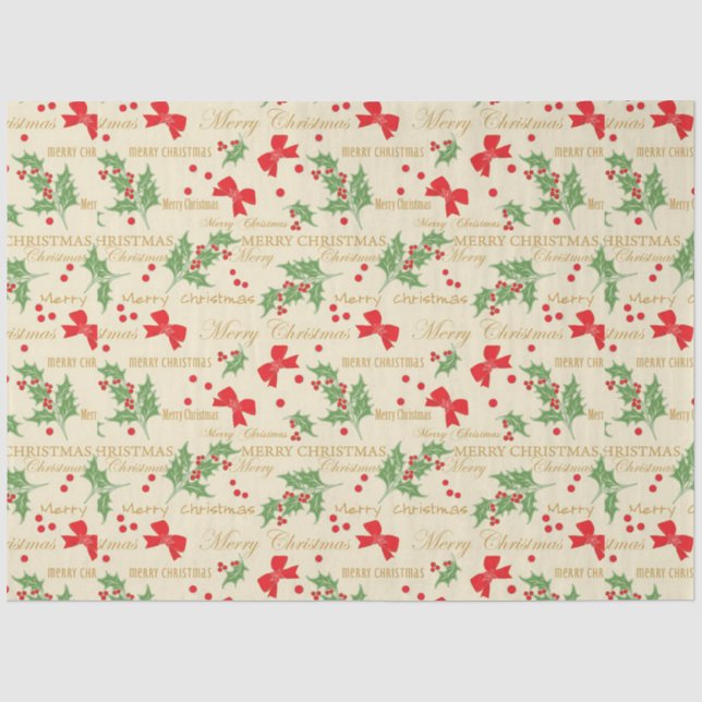 Christmas  Bows and Holly Tissue Paper (Front)