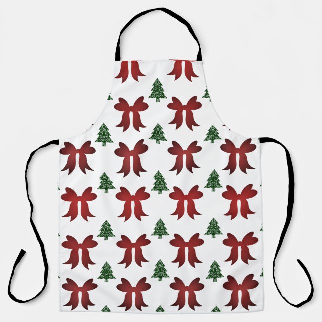 Christmas bows and trees apron (Front)