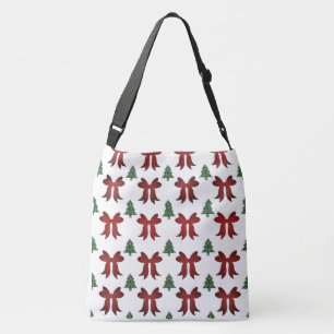 Christmas bows and trees crossbody bag