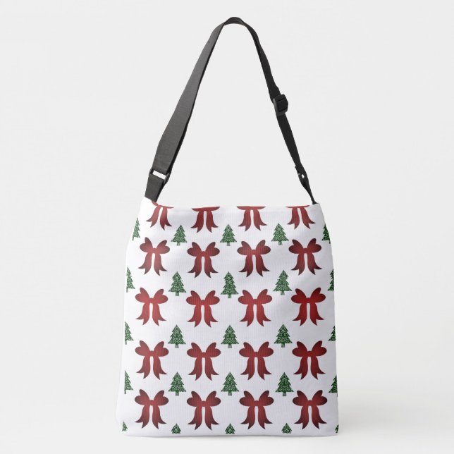 Christmas bows and trees crossbody bag (Back)