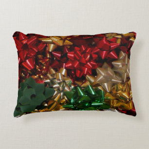 Christmas Bows Colourful Festive Holiday Decorative Cushion