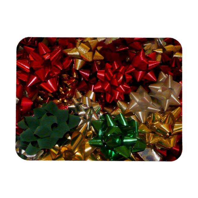 Christmas Bows Colourful Festive Holiday Magnet (Horizontal)
