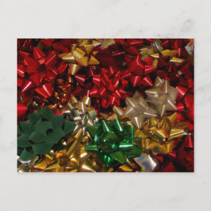 Christmas Bows Colourful Festive Holiday Postcard