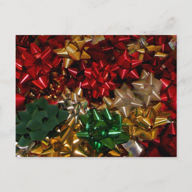 Christmas Bows Colourful Festive Holiday Postcard (Front)