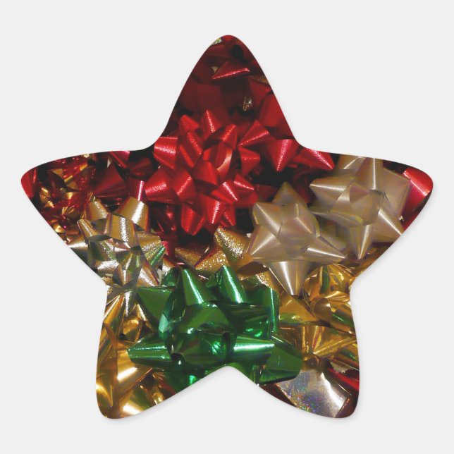 Christmas Bows Colourful Festive Holiday Star Sticker (Front)