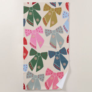 Christmas Bows Coquette Beach Towel
