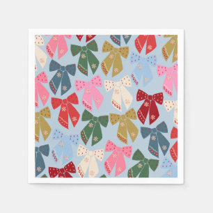Christmas Bows Coquette Blue Napkin