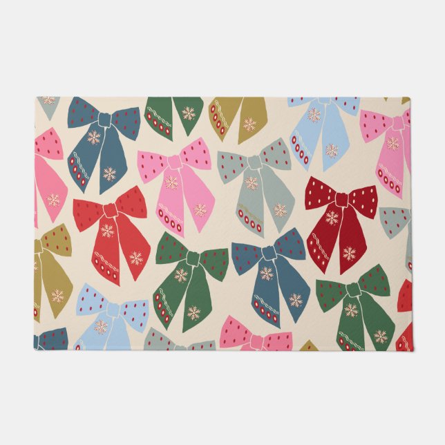 Christmas Bows Coquette Doormat (Front)