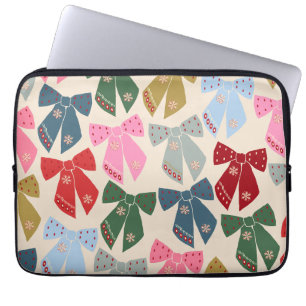 Christmas Bows Coquette Laptop Sleeve