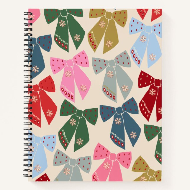 Christmas Bows Coquette Notebook (Front)