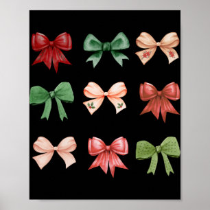Christmas Bows Coquette Red Green Toddler T Shirt  Poster