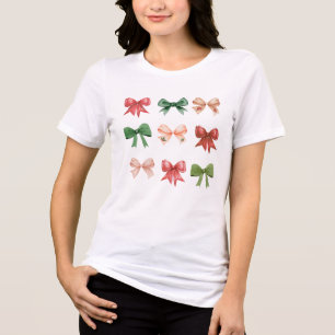 Christmas Bows - coquette red green  Tri-Blend Shirt