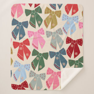 Christmas Bows Coquette Sherpa Blanket