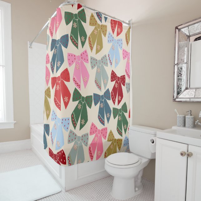 Christmas Bows Coquette Shower Curtain (In Situ)