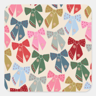 Christmas Bows Coquette Square Sticker
