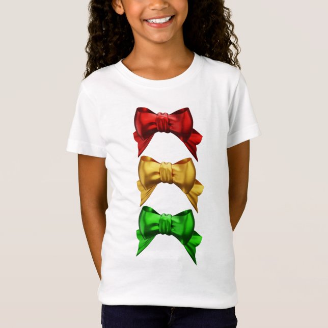 Christmas Bows Girl's Tshirt (Front)