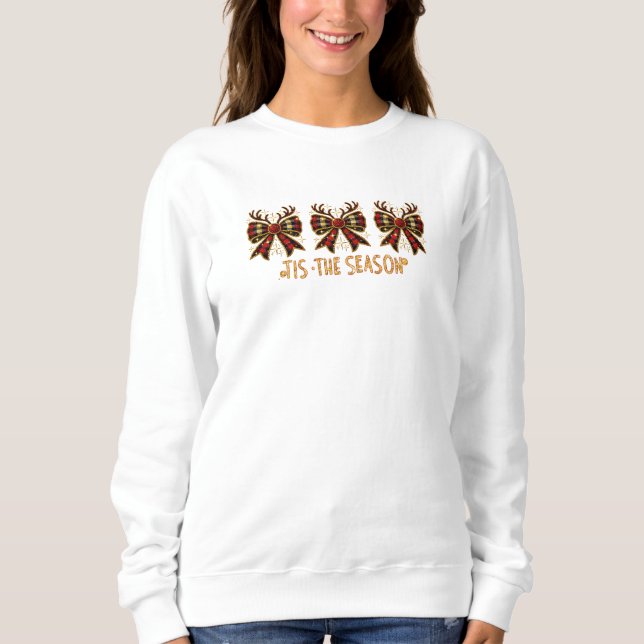 Christmas Bows Plaid Bows Red Sweatshirt (Front)