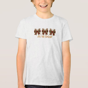 Christmas Bows Plaid Bows Red Tri-Blend Shirt